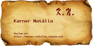 Karner Natália névjegykártya